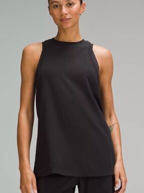 lululemon black long cotton crewneck tank top